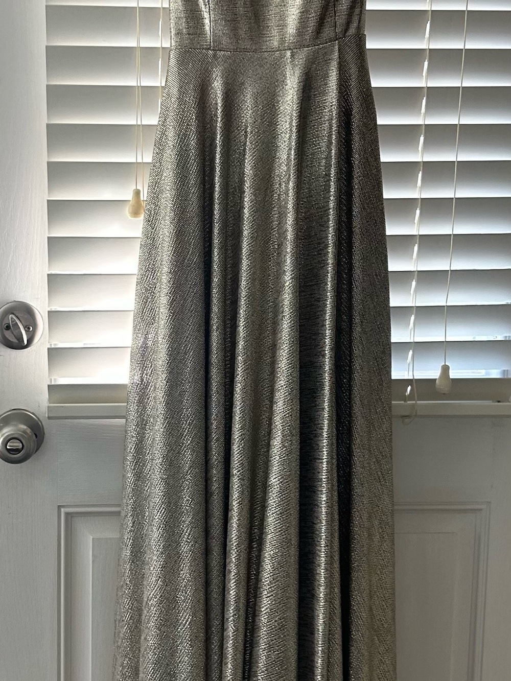 Betsy & Adam Silver Lame Maxi Skirt
